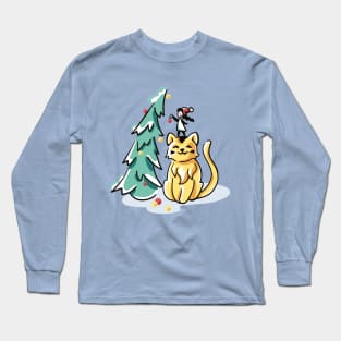 Little girl and her cat. Magic Christmas Long Sleeve T-Shirt